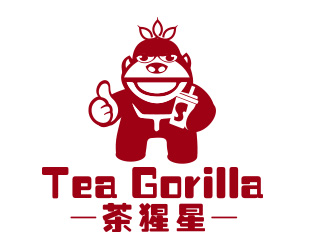 向正軍的奶茶飲品logo - 茶猩星logo設(shè)計(jì)