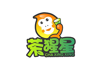 潘樂(lè)的奶茶飲品logo - 茶猩星logo設(shè)計(jì)