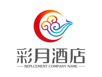 鐘炬的彩月酒店祥云logologo設計