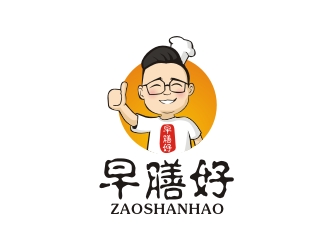 曾翼的早膳好餐飲人物卡通logo設(shè)計(jì)