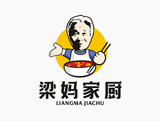 梁俊的梁媽家廚餐飲連鎖商標(biāo)logo設(shè)計(jì)