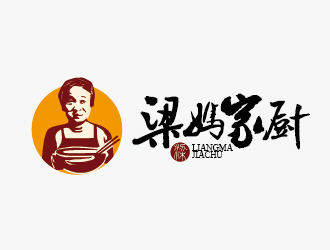 趙軍的梁媽家廚餐飲連鎖商標(biāo)logo設(shè)計(jì)