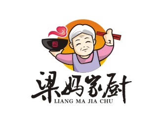 曾翼的梁媽家廚餐飲連鎖商標(biāo)logo設(shè)計(jì)