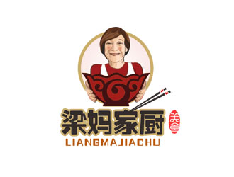 郭慶忠的梁媽家廚餐飲連鎖商標(biāo)logo設(shè)計(jì)