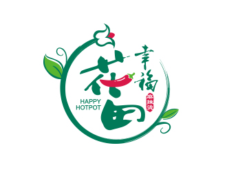 勇炎的幸?；ㄌ锫槔睜C （Happy Hotpot）logo設(shè)計(jì)