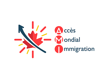 劉琦的加拿大晨光五洲移民顧問(wèn)公司      法文為： Accès Mondial Immigration logo設(shè)計(jì)