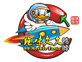 楊福的99 Mythic Taste（一只開飛機/火箭的鴨子）logo設計