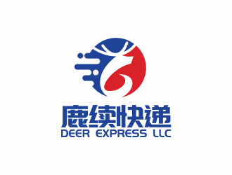 何嘉健的英文：Deer Express LLC, 中文：鹿續(xù)快遞logo設(shè)計(jì)