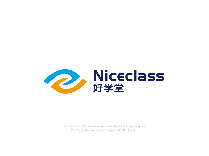 張俊的英文名字是“Niceclass ”，中文名字是“好學堂”logo設計