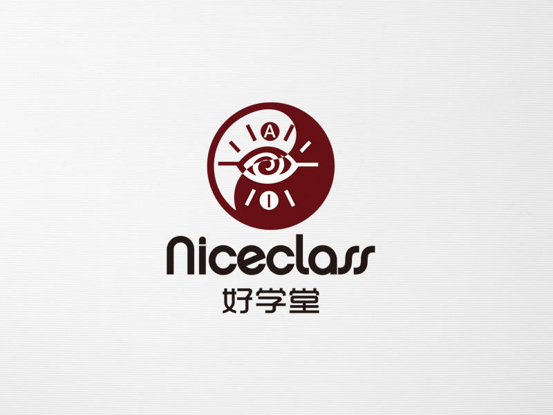 郭慶忠的英文名字是“Niceclass ”，中文名字是“好學(xué)堂”logo設(shè)計