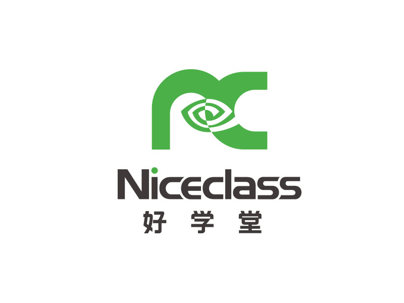 朱紅娟的英文名字是“Niceclass ”，中文名字是“好學(xué)堂”logo設(shè)計